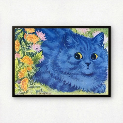 Blue cat and marigolds louis - marigolds, |