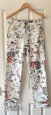 erdem jeans uk 6 white floral crop leg waist 28 boyfriend fit new