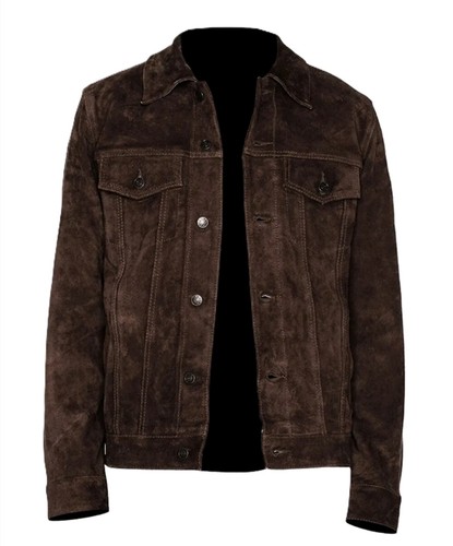 Men dark brown genuine - brown, suede