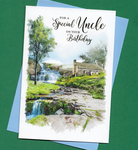 Uncle birthday card waterfall - uncle,