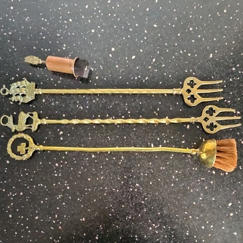 Set vintage brass fireplace - of,
