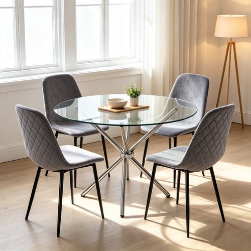 90cm round glass - 90cm, dining