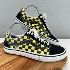 Vans Old Skool Pro Black Aspen Gold Checkerboard Yellow Skate Shoes Mens 6.5 SK8