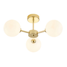 Contemporary Chic Polished Gold Ceiling Light with Opal White Globe Glass Sha...