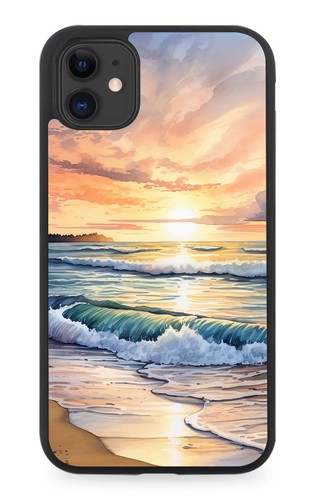 Watercolour beach scene rubber - watercolour,