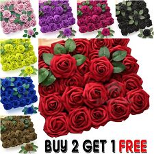 50 Pcs Large 6CM Artificial Flowers Foam Rose Heads Wedding Party Decor Bouquet