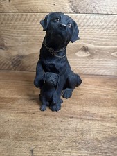 Large BLACK LABRADOR PUPPY PAIR, COUNTRY ARTISTS FIGURINE 23cm