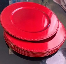 10 Red Decorative Dinner Charger Plates
