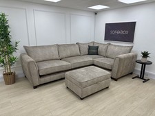 DFS Cherished Corner Sofa & Footstool Set In Oatmeal