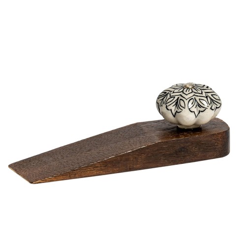 Wooden door stop black - wooden,