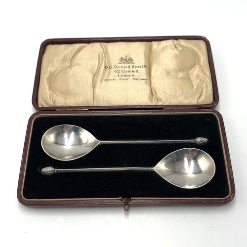 Pair silver spoons acorn - pair, top
