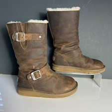 UGG - Women’s Sheep Skin Boots - Kensington - Brown - Buckle - Size 3.5 / 36