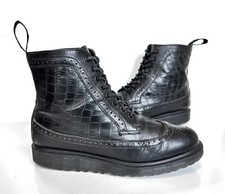 Mens  Dr Martens MARCUS Black Leather Brogue Croc Lace up Boots Size UK 9 RARE!