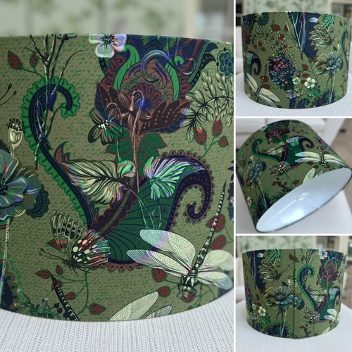 Green dragonflies velvet lamp - green,