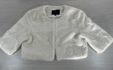 Coast Bolero Cardigan Jacket Faux Fur Occasion White Cropped Shrug Size XS Women