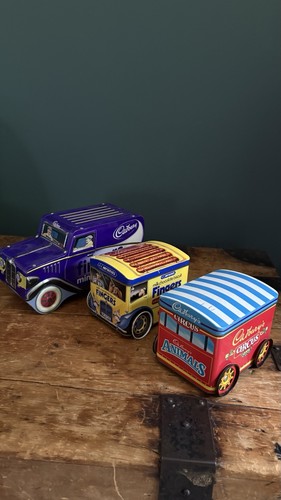 Vintage biscuit metal tins - 3x,