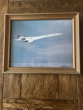 CONCORDE FRAMED PRINT BRITISH AIRWAYS VINTAGE VERY GOOD