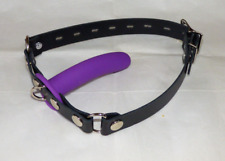 MEDIUM Witch's Finger silicone penis ball gag real leather bdsm locking strap #3