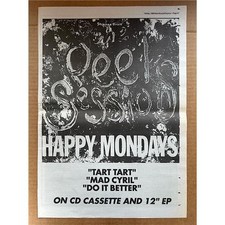 HAPPY MONDAYS PEEL SESSIONS POSTER SIZED original music press advert from 1990 (