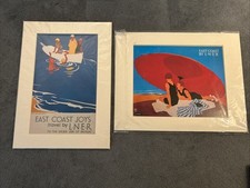 2 Art Deco Mounted Prints East  Coast Route LNER Railway 14 X 10 sealed