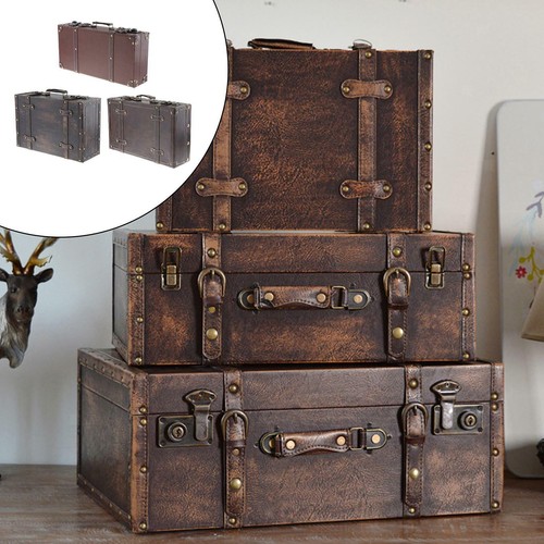 Wood leatner suitcase old - wood,
