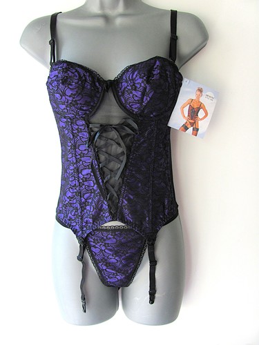 Ladies black purple basque - basque, &