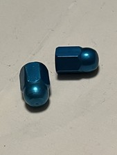 Vintage OLD SCHOOL BMX ANODISED Blue ALLOY VALVE CAPS  GENUINE 80’s NOS