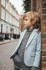 Boys Light Blue Cotton Blazer