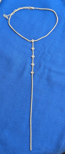 Silver tone lariat chain - silver,