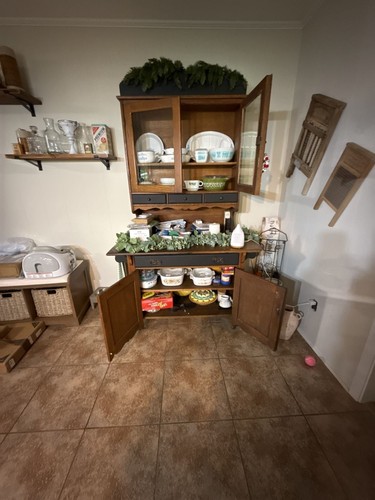 Oak antique hoosier cabinet - hoosier,