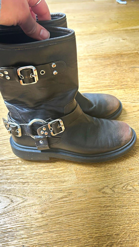 Girls black leather mid - leather, mid-calf