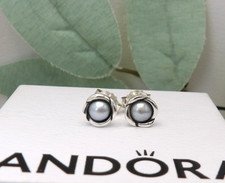 ❤️Pandora Genuine My Wish Grey Pearl Stud Earrings ALE S925❤️