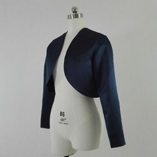 UK 6-28 Satin Shrug Wedding Jacket Stole Bolero Evening Dress long Sleeves
