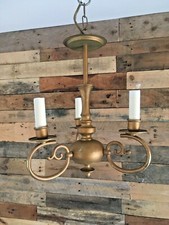 VINTAGE ANTIQUE STYLE FLEMISH 3 ARM CHANDELIER FAUX CANDLE SCONCE CEILING LIGHT