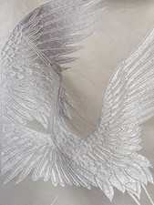 VINTAGE SILK USED KIMONO FABRIC IVORY BRIDAL CRANES;104 X 36CM;
