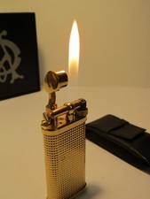 Dunhill Unique Lighter Full Hobnail Gold Plated with Dunhill Leather Pouch