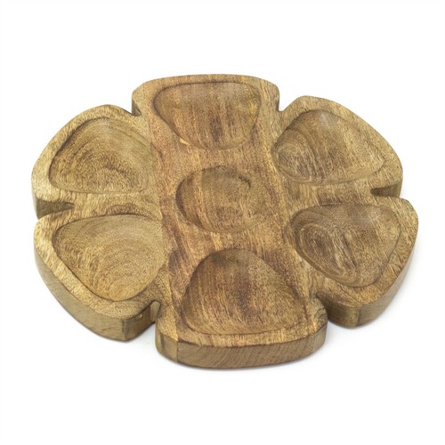 Round wooden snack tray - wooden,