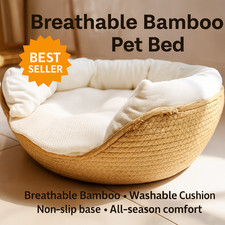 Dog Cat Pet Beds Bamboo Wicker