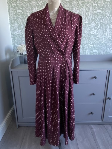 Beautiful 80s burgundy - , ditsy