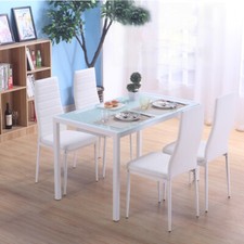 WHITE GLASS DINING TABLE SET