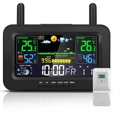 Wireless Weather Station, LCD Digital Color Weather Station with Outdoor Sensor#