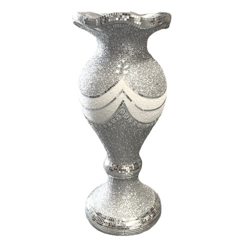 Silver sparkly vase - silver,