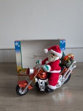 Vintage Motorbike Christmas Santa Moving & Singing & Box - Please See The Video