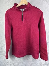 TOG24 Women's Pearson Knit-Look Fleece Jumper Pink/Red 1/4 Zip Pullover Size 12