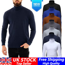 Mens Roll Neck Thin Lightweight Jumper T-Shirt Turtle Funnel Long Sleeve Tops UK
