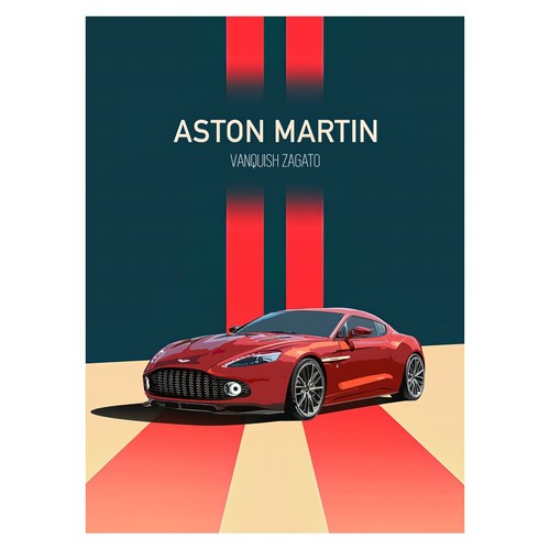 Red sports car retro - retro, poster