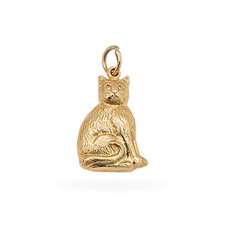 Large 9ct Gold Puffy Cat Charm