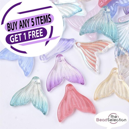 Mermaid tail glass charms - 10,