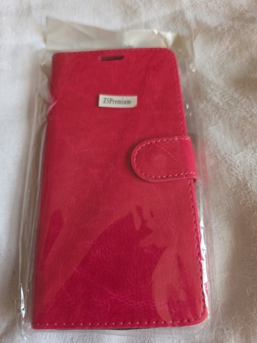 Pink leather flip wallet - pink, case