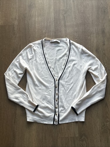Zara white button - button, cardigan
